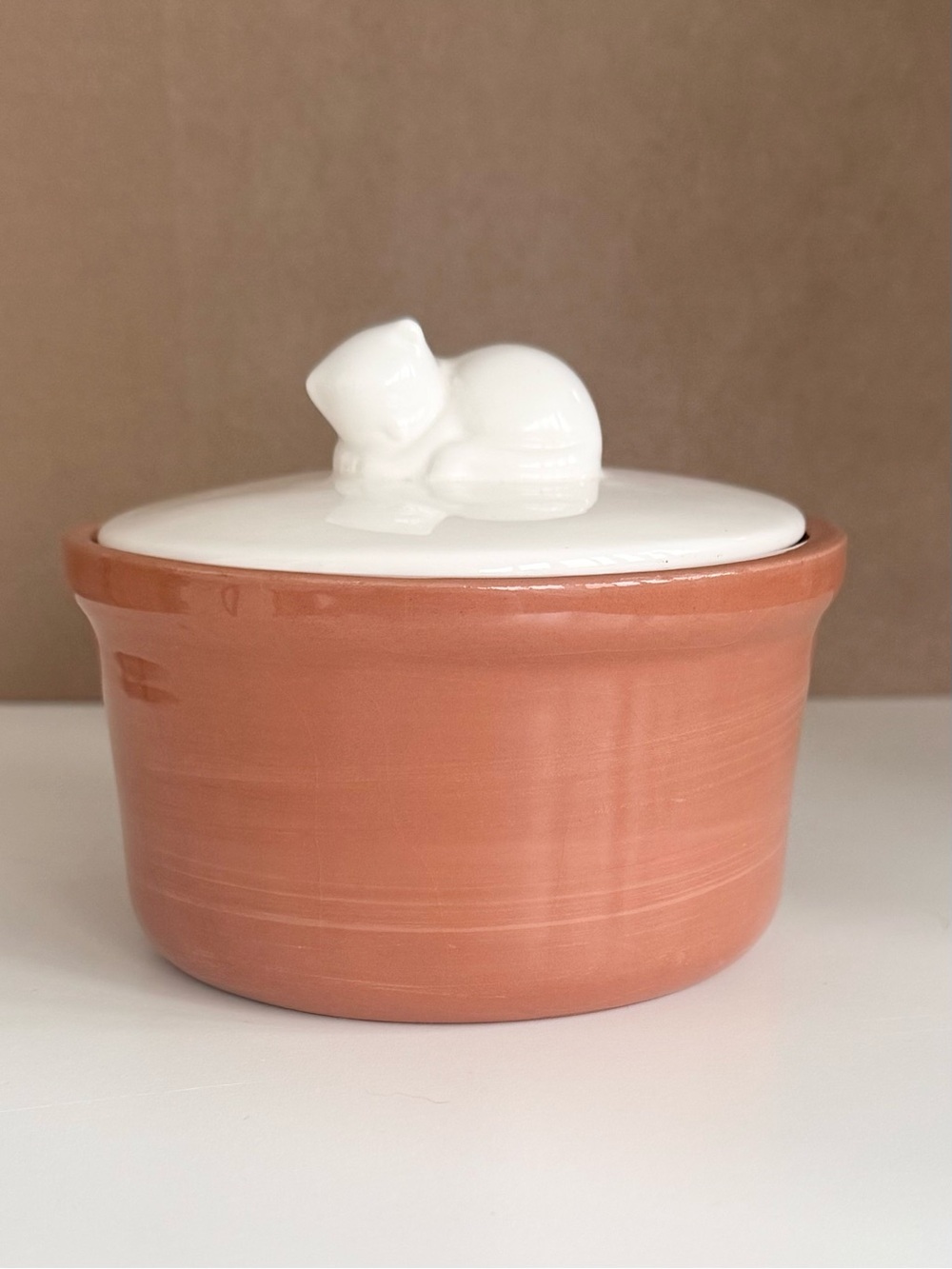 Vintage Crowning Touch Cat Lidded Canister Terracotta 1980s Taiwan